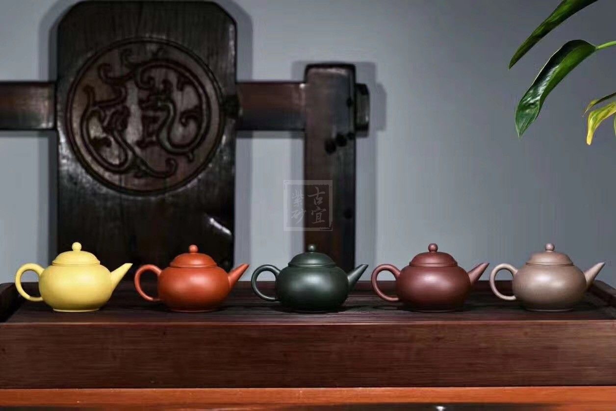 《五色土》綠泥，朱泥，紫泥，青灰泥，段泥純手工宜興紫砂壺茶具水平茶壺